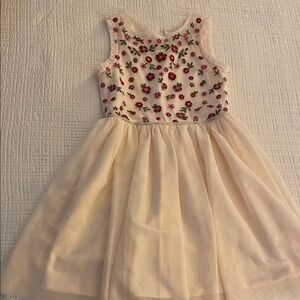 Cat & Jack Cream Dress with Floral Embroidery
